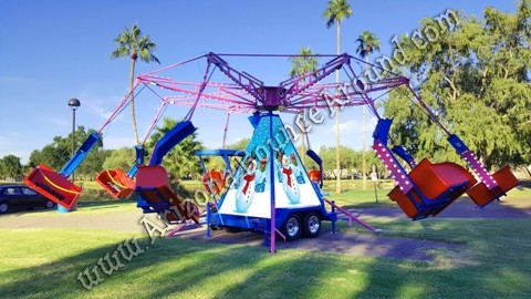 Energy Storm Carnival Ride Rental with custom branded center Colorado Springs Aurora Fort Collins Denver Colorado